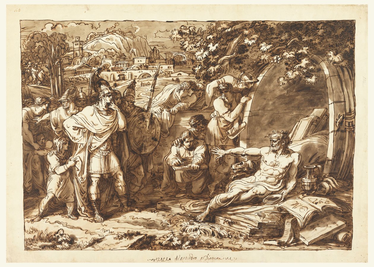 Dibujo, Alejandro Magno y Diógenes, 1820-22 de Felice Giani
