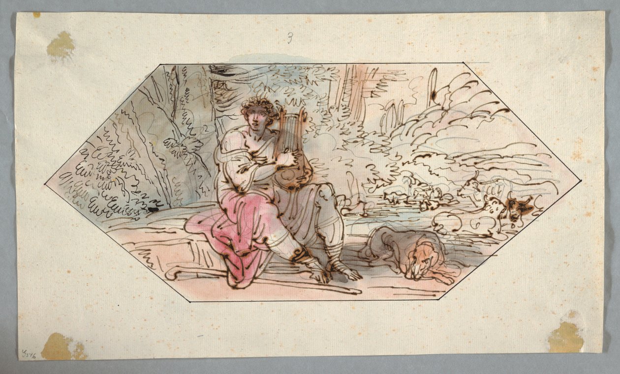 Dibujo, Apolo guarda los rebaños [o manadas] del rey Admetus, 1780-1800 de Felice Giani