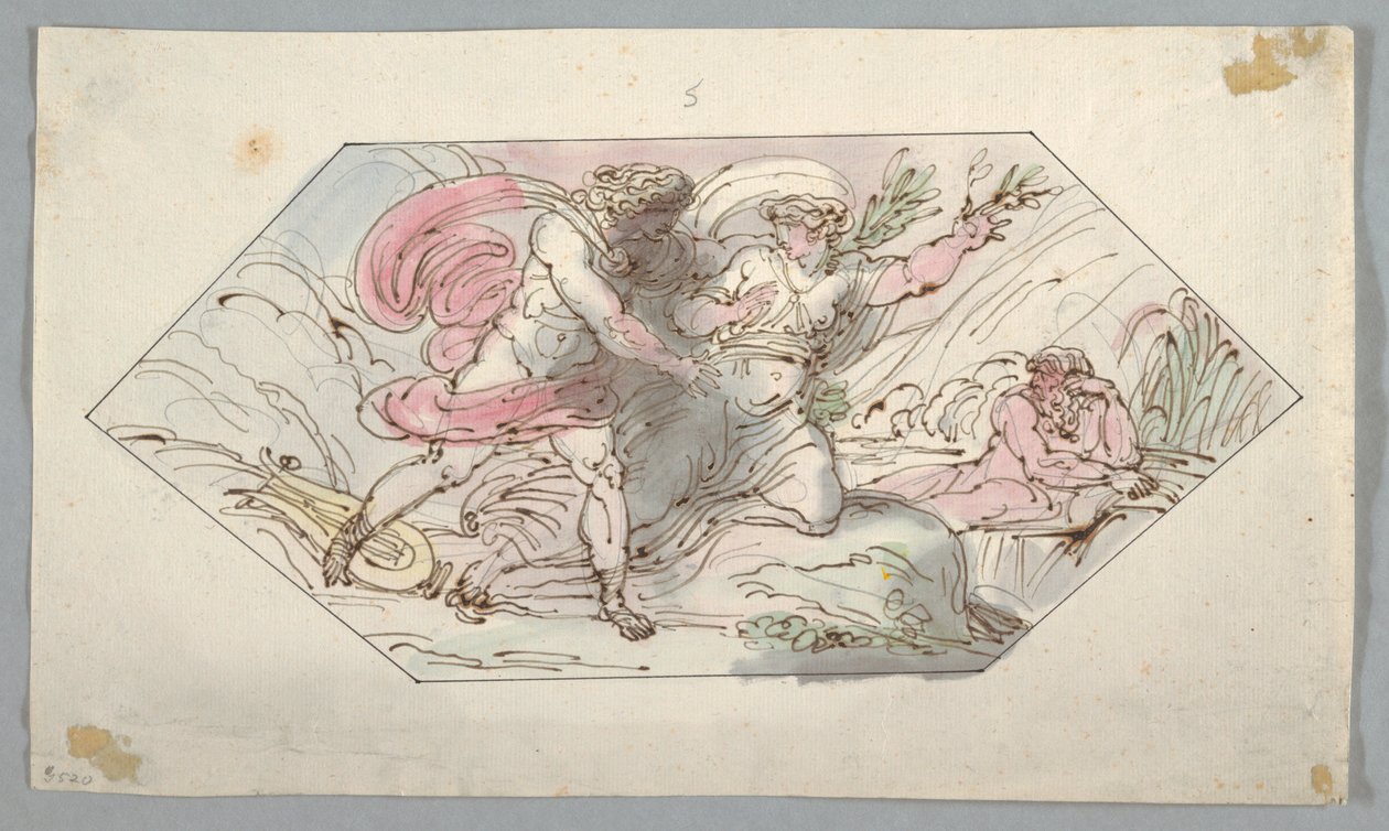 Dibujo, Apolo y Dafne, 1796-98 de Felice Giani