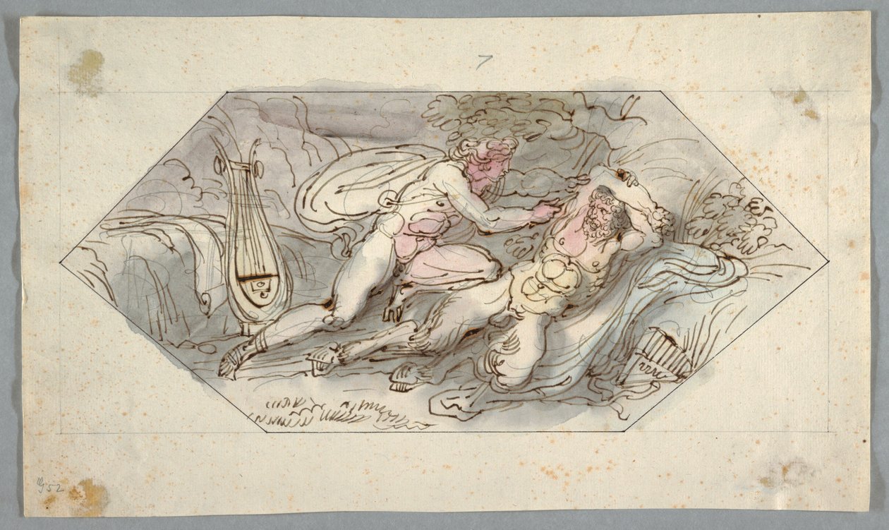 Dibujo, Apolo despelleja a Marsias, 1796-98 de Felice Giani