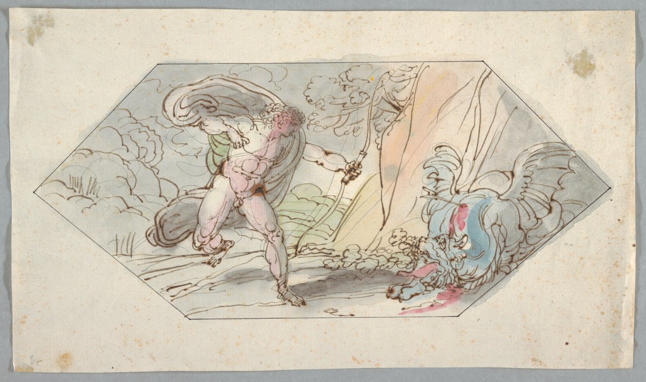 Dibujo, Apolo mata a la Pitón, 1796-98 de Felice Giani