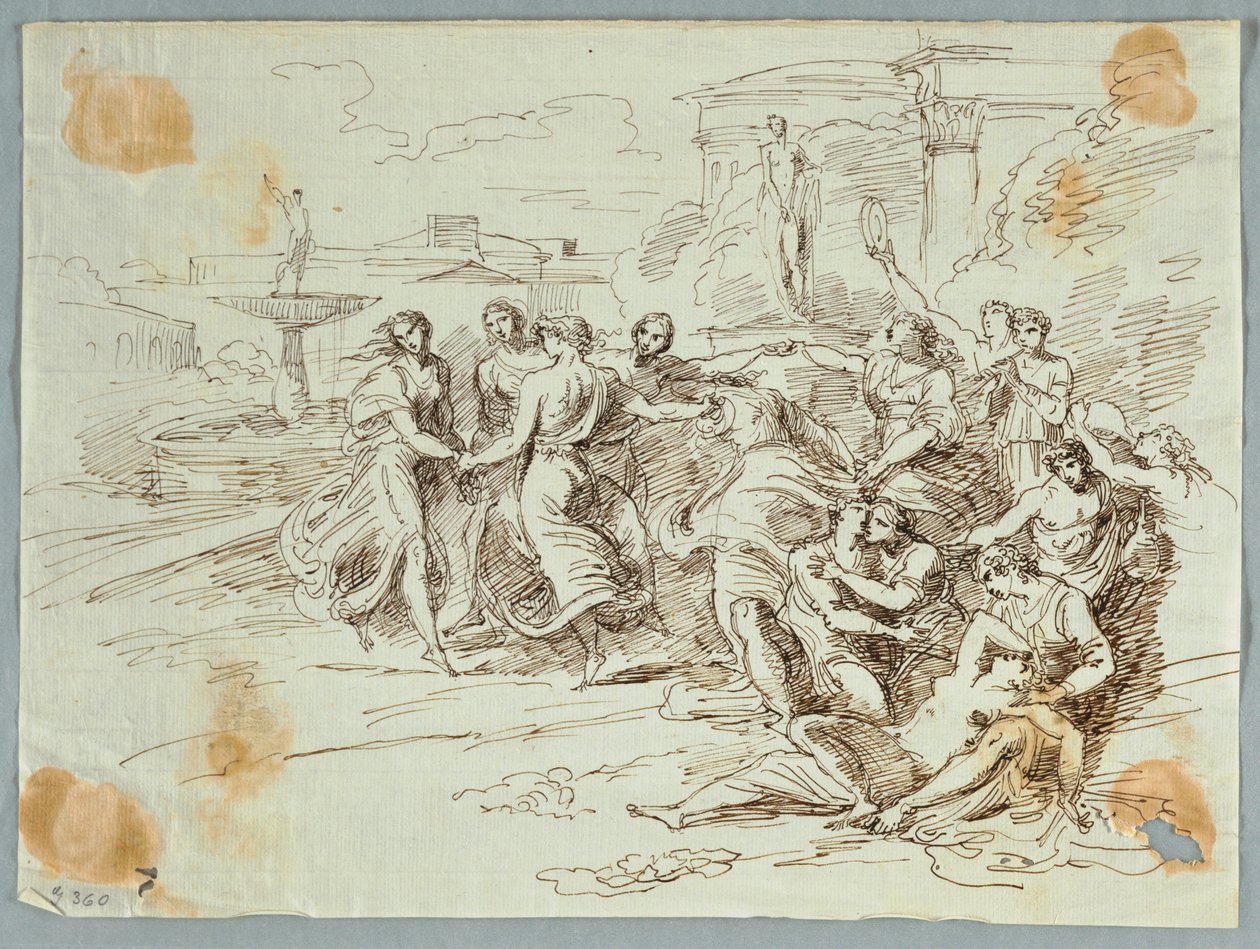 Dibujo, Escena bacanal con círculo de figuras danzantes, finales del siglo XVIII-principios del XIX de Felice Giani