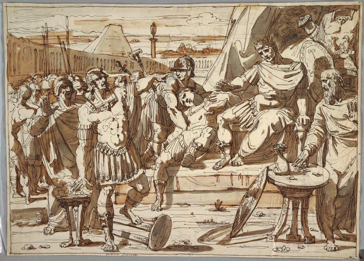 Dibujo, Cayo Mucio Scaevola y Porsena, 1800-1820 de Felice Giani
