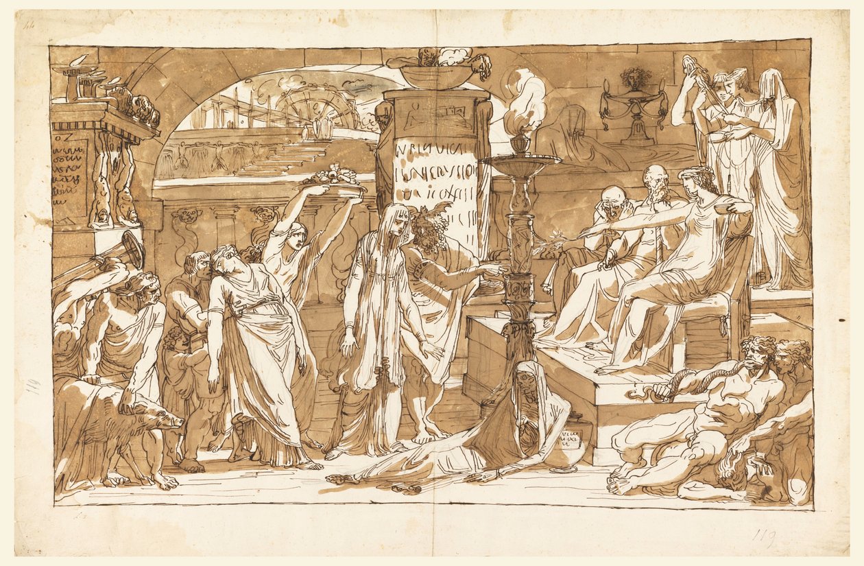 Dibujo, Hades; Perséfone en el Inframundo (Ofrenda a Proserpina), ca. 1820 de Felice Giani