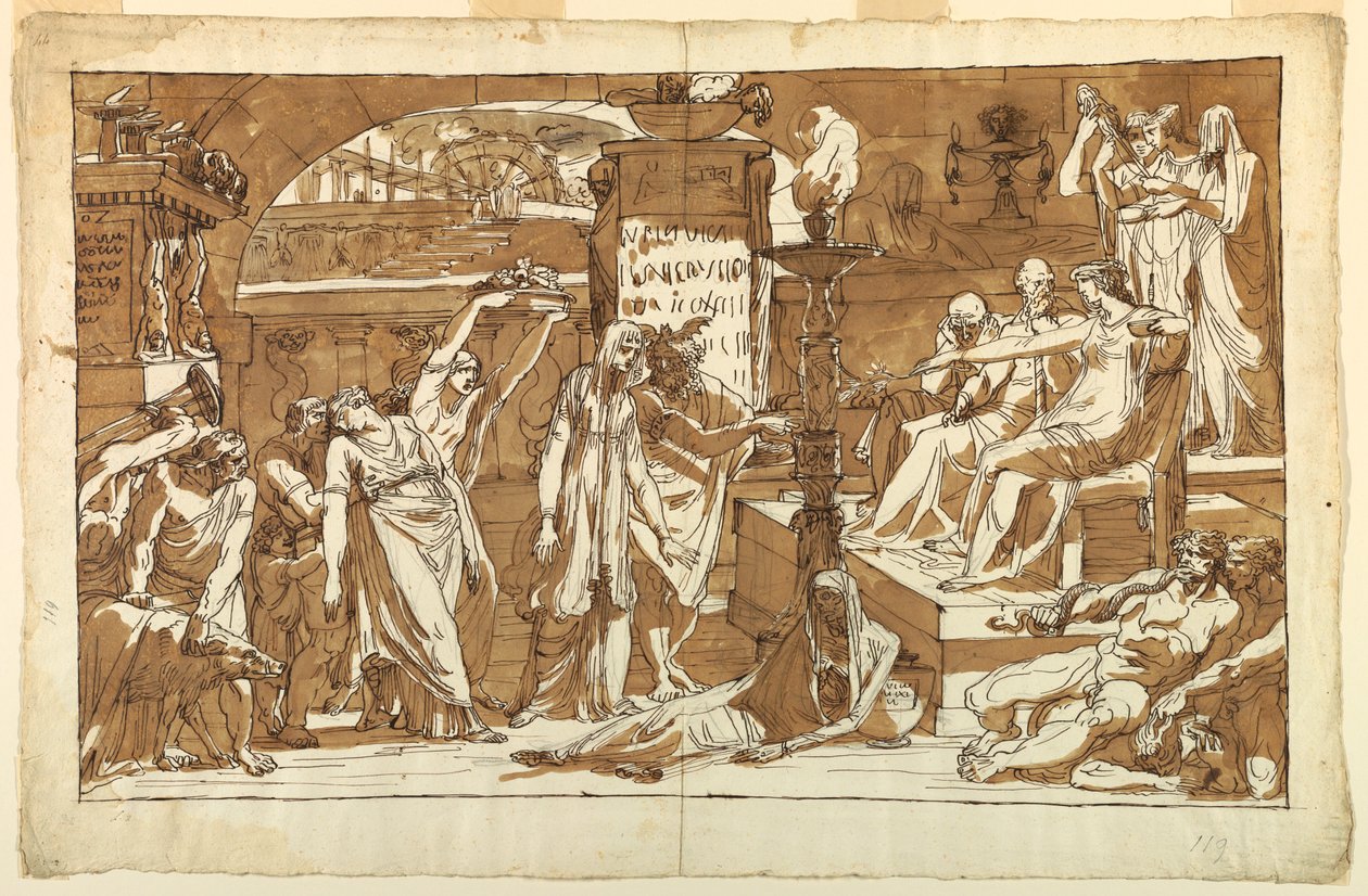 Dibujo, Hades; Perséfone en el Inframundo (Ofrenda a Proserpina), ca. 1820 de Felice Giani