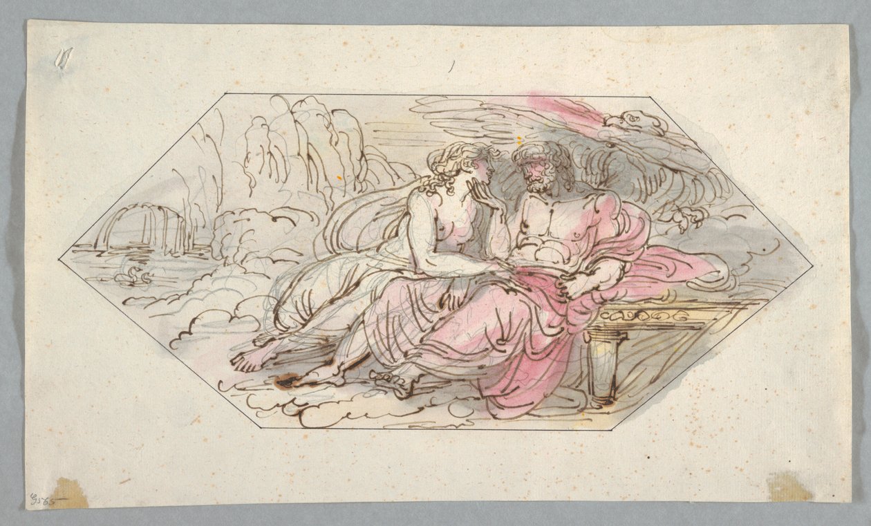 Dibujo, Júpiter consuela a una diosa implorante, probablemente Venus, 1796-98 de Felice Giani