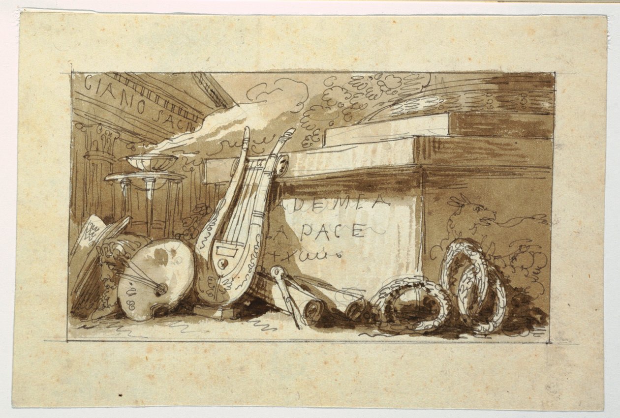 Dibujo, Monumento para una Accademia della Pace, 1810-20 de Felice Giani