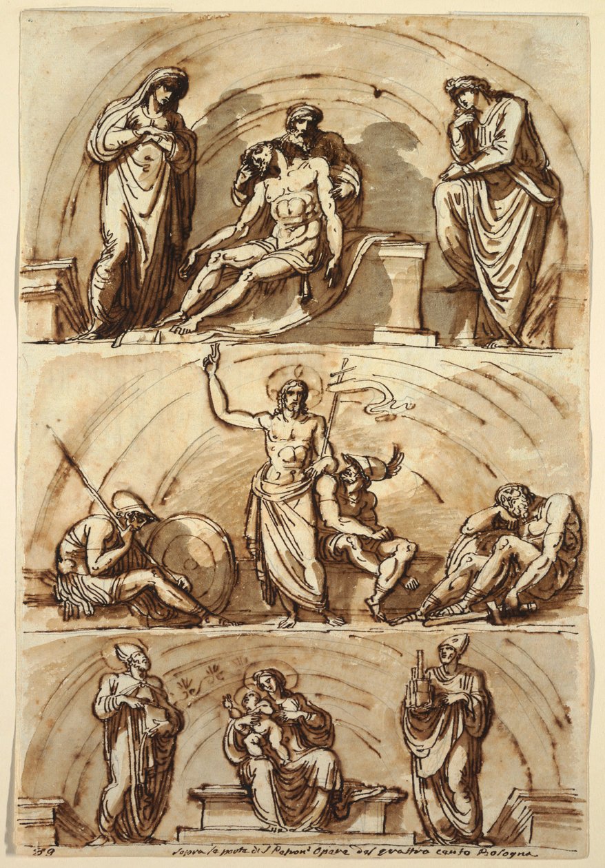 Dibujo, Estudios sobre lunetas de, 1814 de Felice Giani