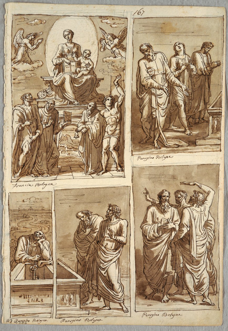Cuatro Estudios de Obras de Perugino y Francia de Felice Giani