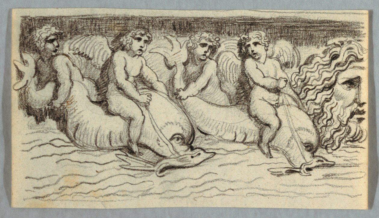 Friso con delfines y putto de Felice Giani