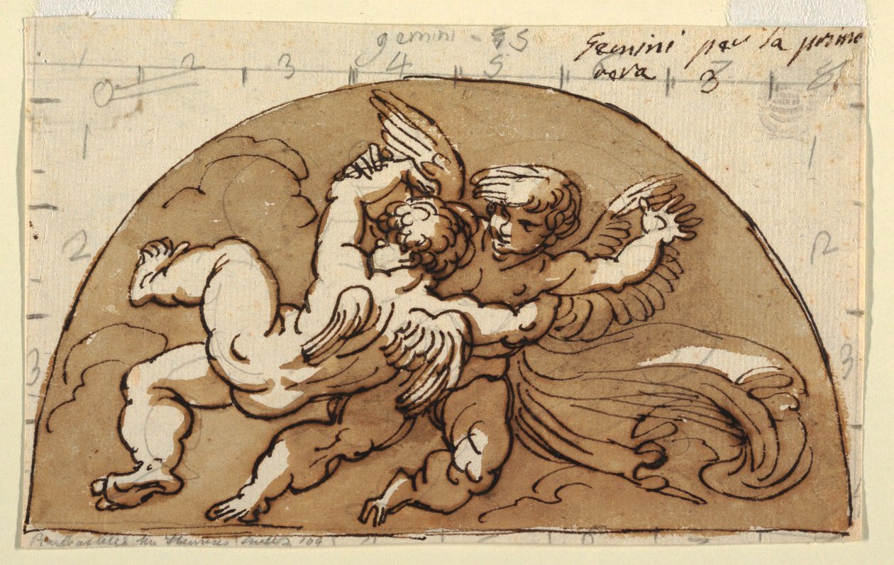 Géminis, Luneta para el techo, Sala Ottagonale, Palazzo Milzetti, Faenza de Felice Giani