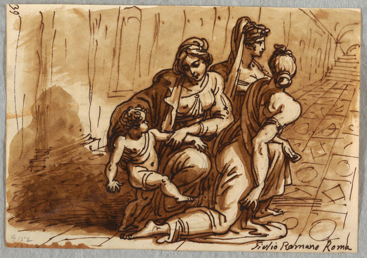 Grupo de figuras, estudio de la donación, después de Giulio Romano de Felice Giani