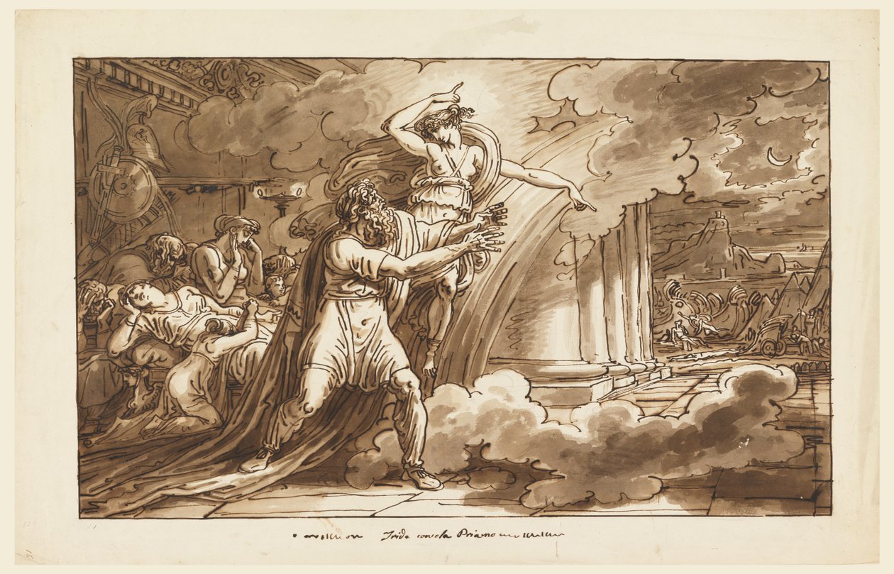 Iris anima a Príamo a suplicar el cuerpo de Héctor a Aquiles de Felice Giani