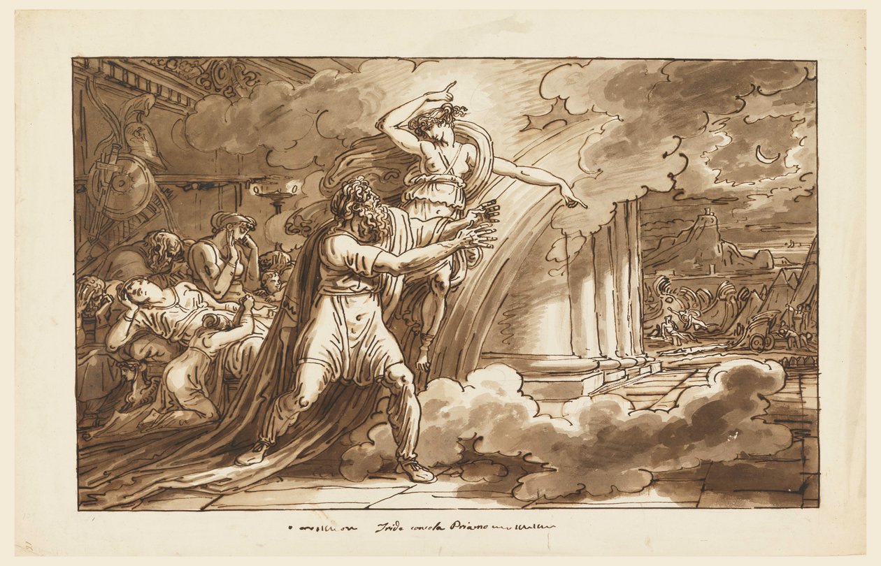 Iris Anima a Príamo a Rogar el Cuerpo de Héctor a Aquiles de Felice Giani