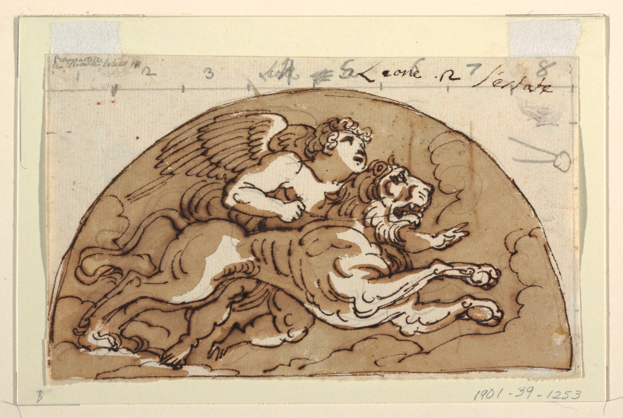 Leo, Luneta para el techo, Sala Ottagonale, Palazzo Milzetti, Faenza de Felice Giani