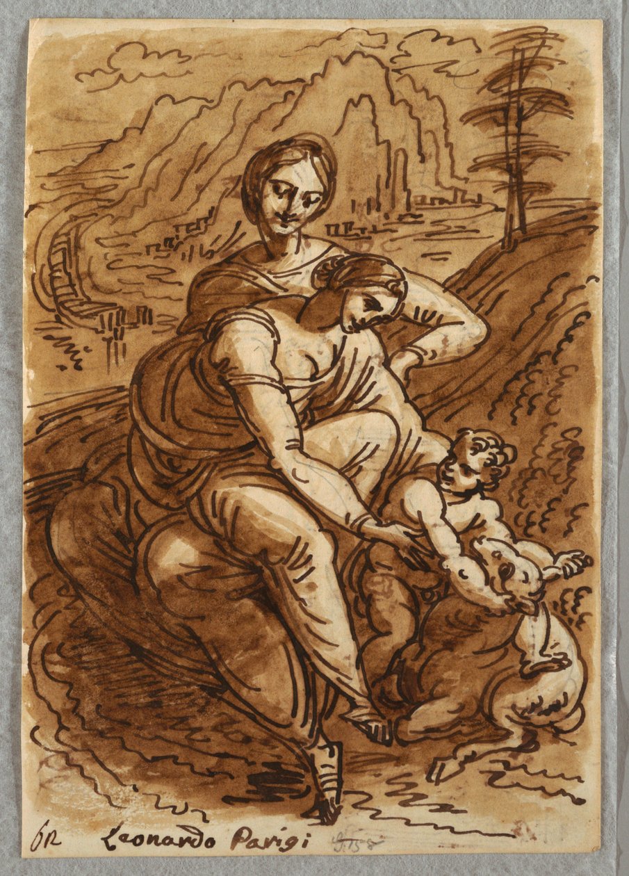 Madonna y Niño con Santa Ana y Cordero, después de Leonardo de Felice Giani