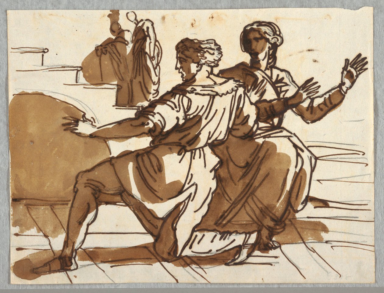 Hombre y mujer, boceto para "La muerte de Ananías" después de Rafael Sanzio de Felice Giani