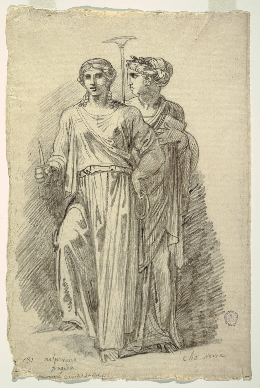 Melpómene, Musa de la Tragedia y Clío, Musa de la Historia de Felice Giani