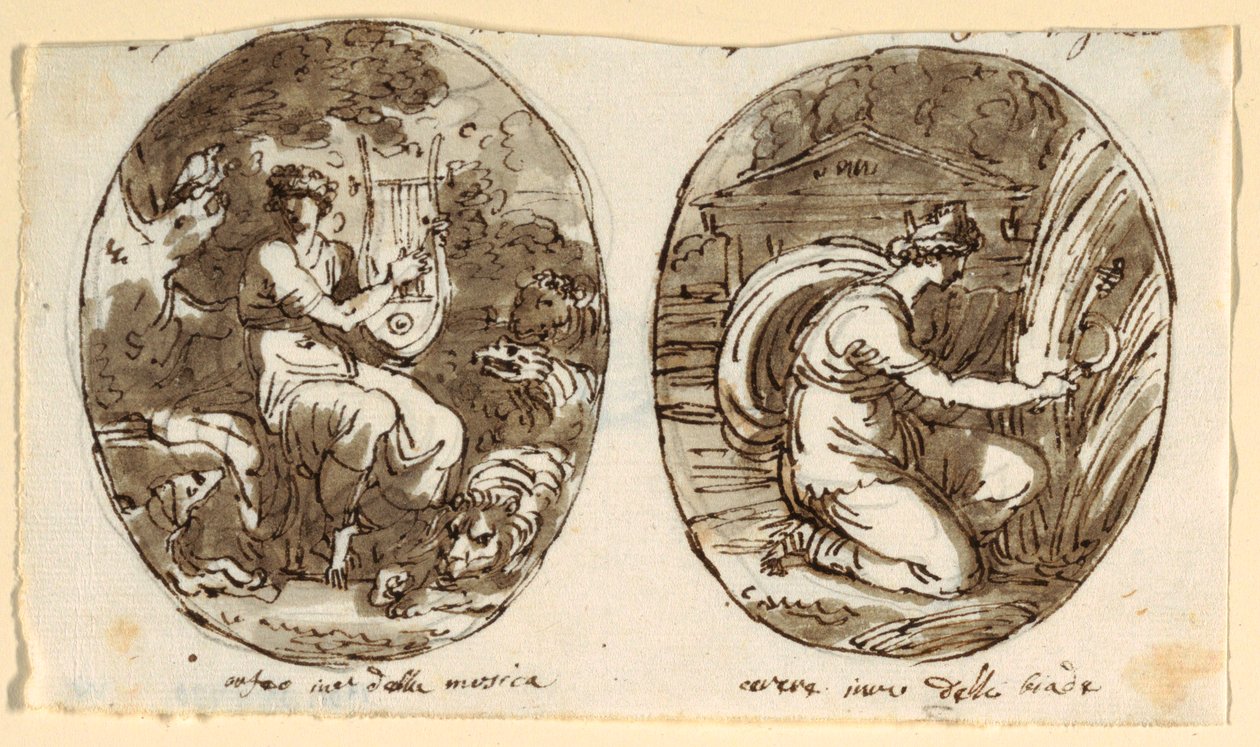 Orfeo, Ceres, Diseño para techo abovedado, Sala dei Legislatori, Palazzo Conti-Sinibaldi, Faenza de Felice Giani
