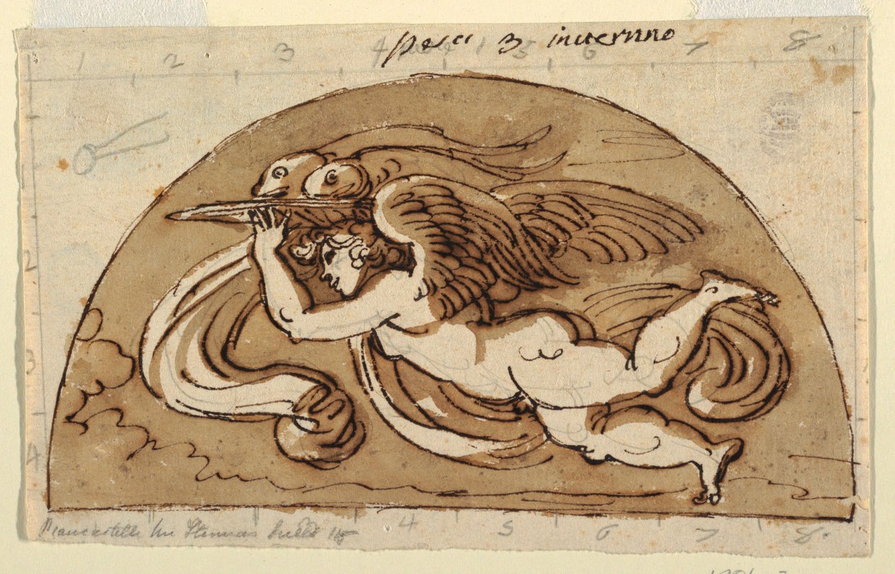 Piscis, Luneta para el Techo, Sala Ottagonale, Palazzo Milzetti, Faenza de Felice Giani