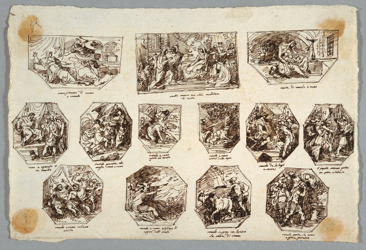 Rómulo y Remo, Trece Pinturas para la Sala delle Origini di Roma, Faenza de Felice Giani