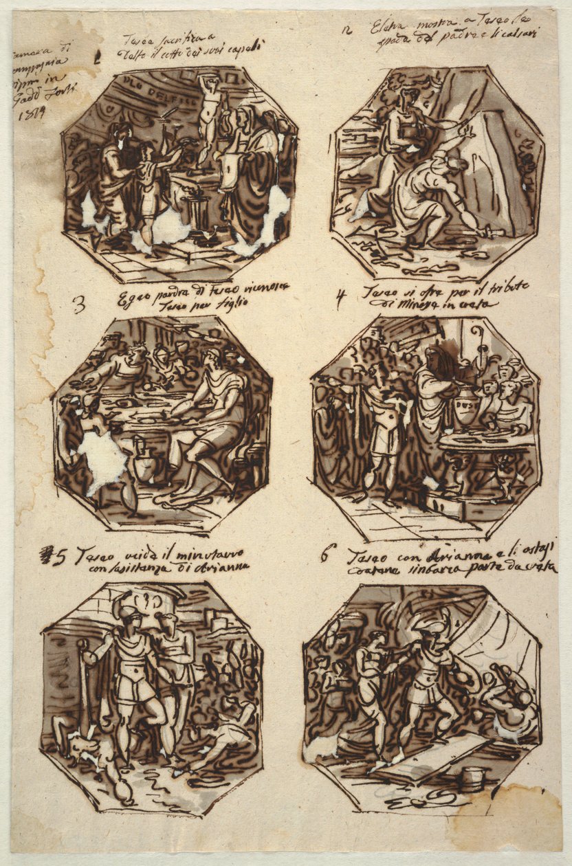 Seis temas de Teseo para el Palazzo Gaddi, Forli de Felice Giani