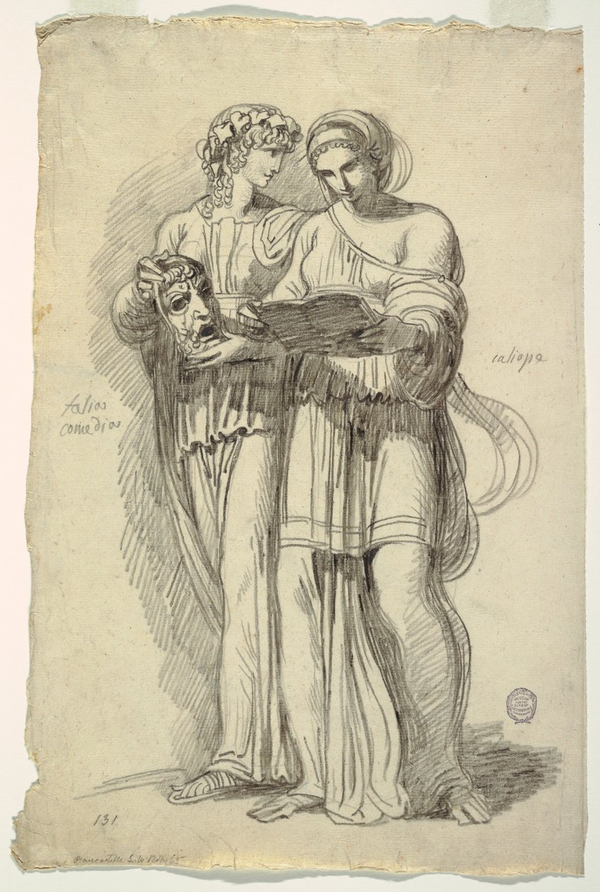 Thalia, Musa de la Comedia y Calíope, Musa de la Poesía Épica de Felice Giani