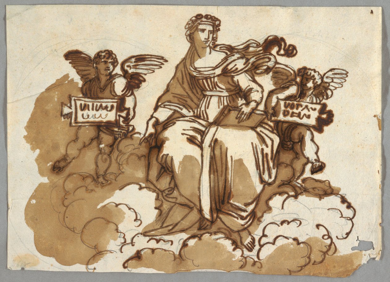 Teología, después de Rafael Sanzio, Stanza della Segnatura, Vaticano de Felice Giani