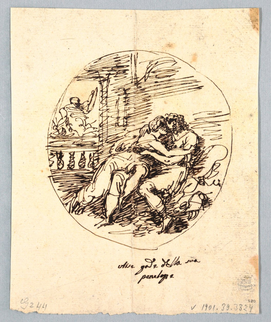 Ulises y Penélope abrazándose de Felice Giani