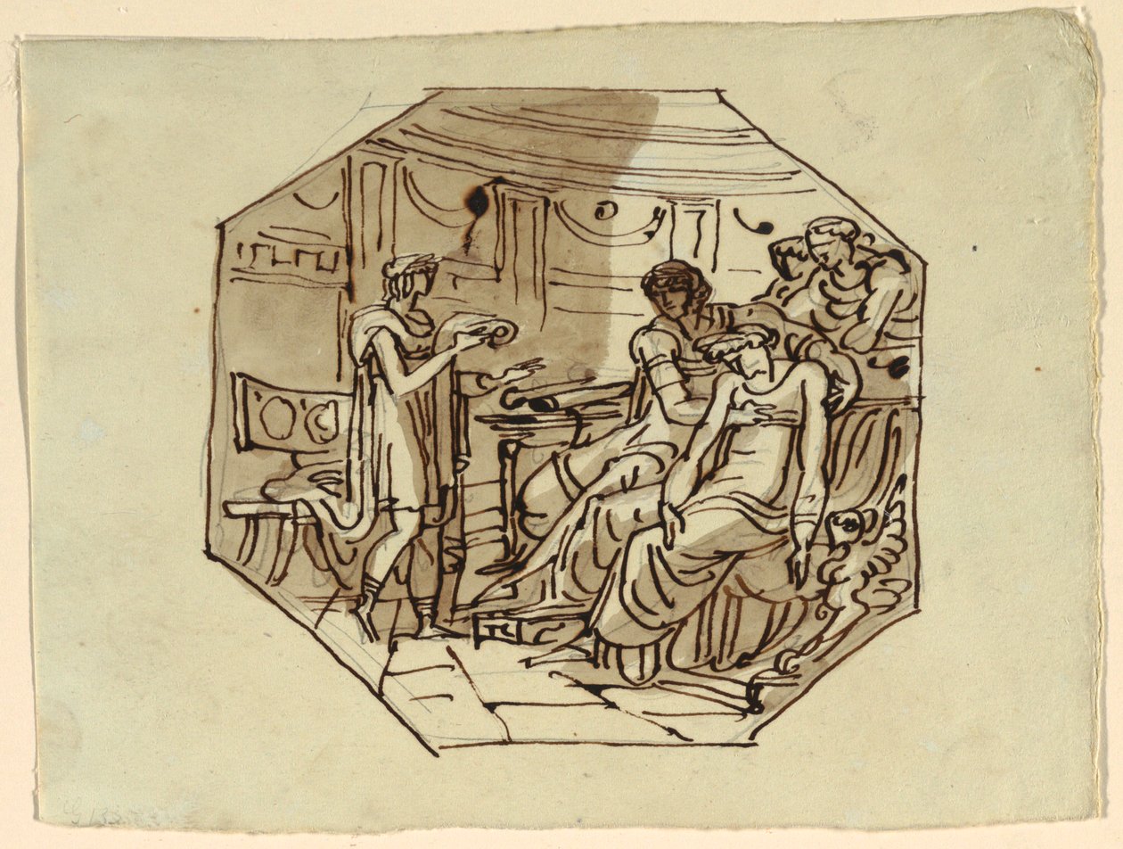 Virgilio leyendo la elegía de Marcelo a Lucrecia y Augusto, Palazzo Cavina, Faenza de Felice Giani