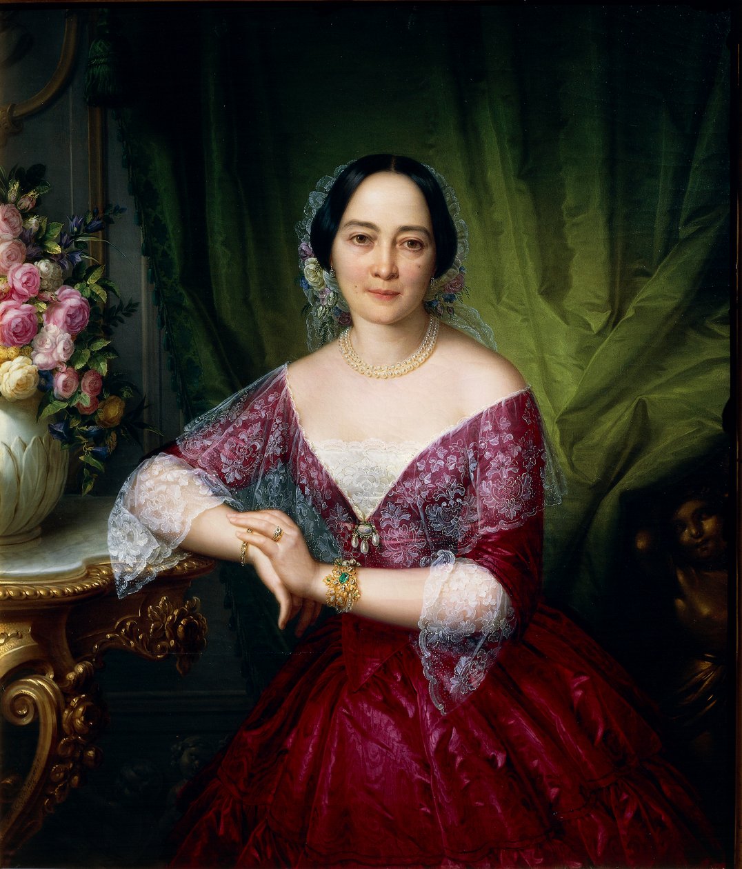 Retrato de Anne Opulich por Felice Schiavoni, óleo sobre lienzo de Felice Schiavoni