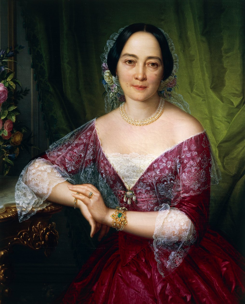 Retrato de Anne Opulich por Felice Schiavoni, óleo sobre lienzo de Felice Schiavoni