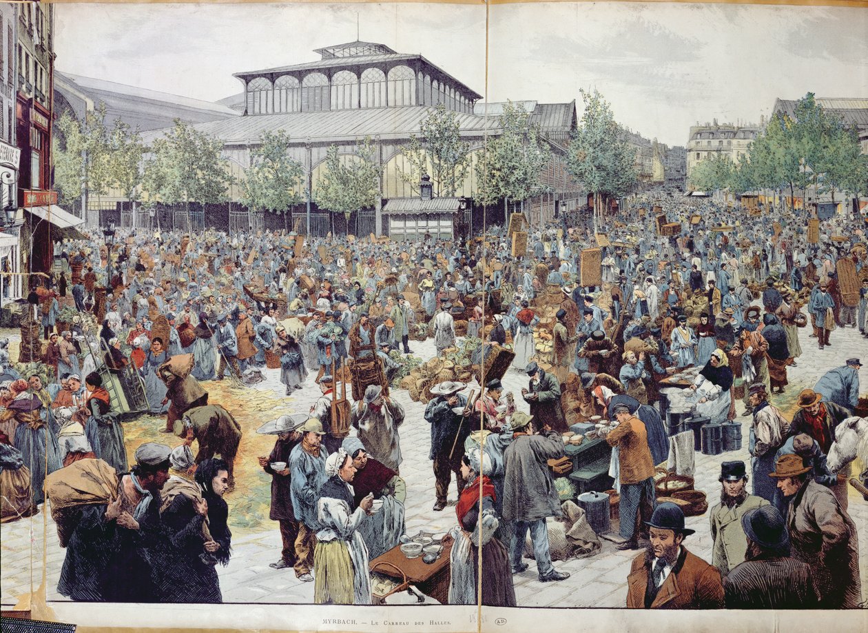 El mercado en Les Halles, 1888 de Felicien baron de Myrbach Rheinfeld