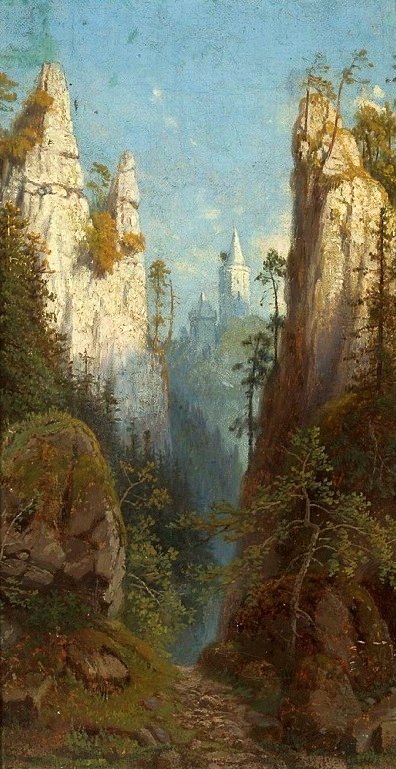 Vista del castillo de Ojcow sobre Pradnik de Feliks Brzozowski