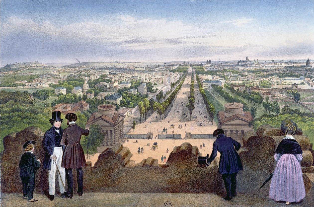 Vista general de los Campos Elíseos, tomada desde la cima del Arco de Triunfo, ilustración de 