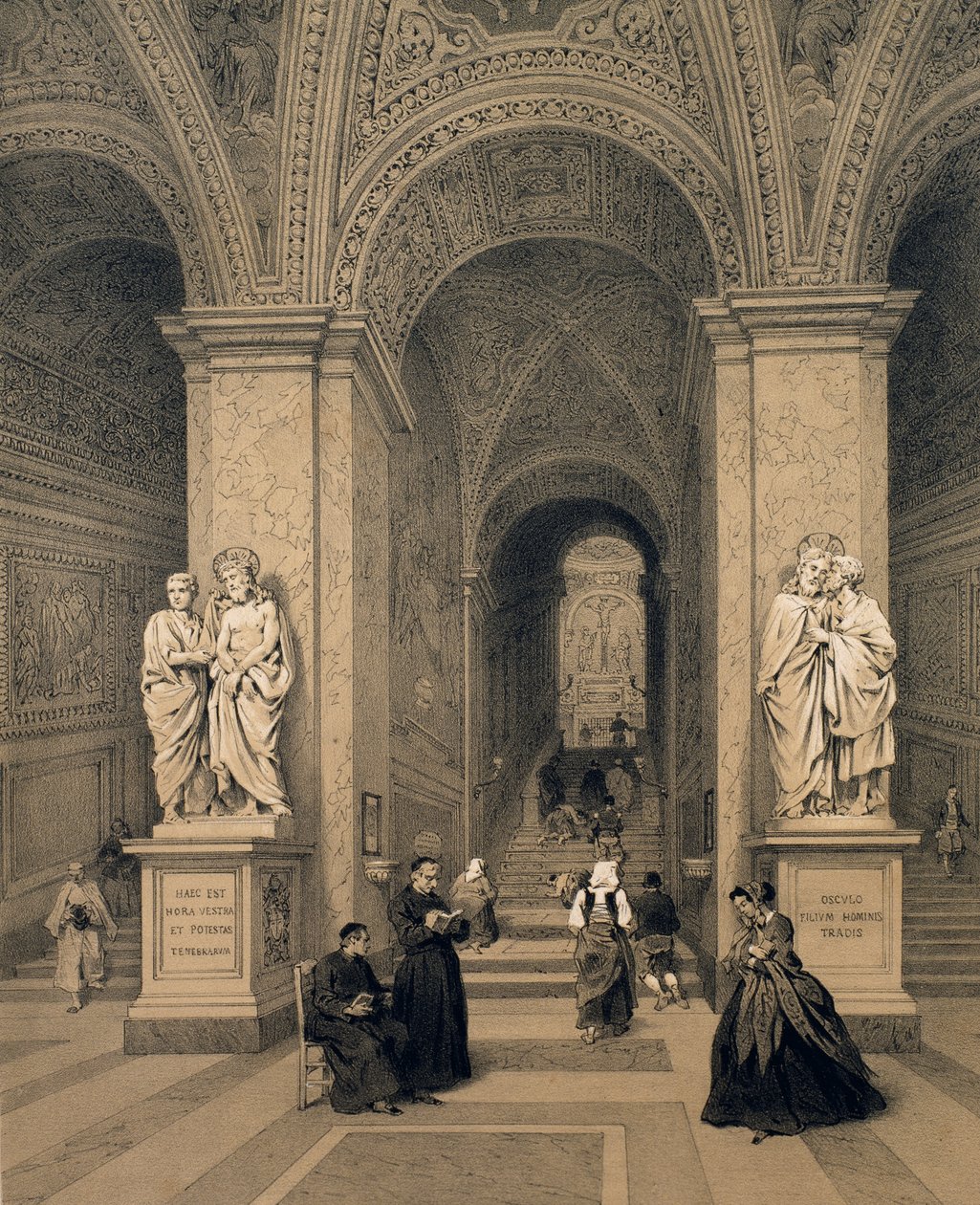La escalera sagrada del Santuario de los Santos en Roma, ilustración del álbum 