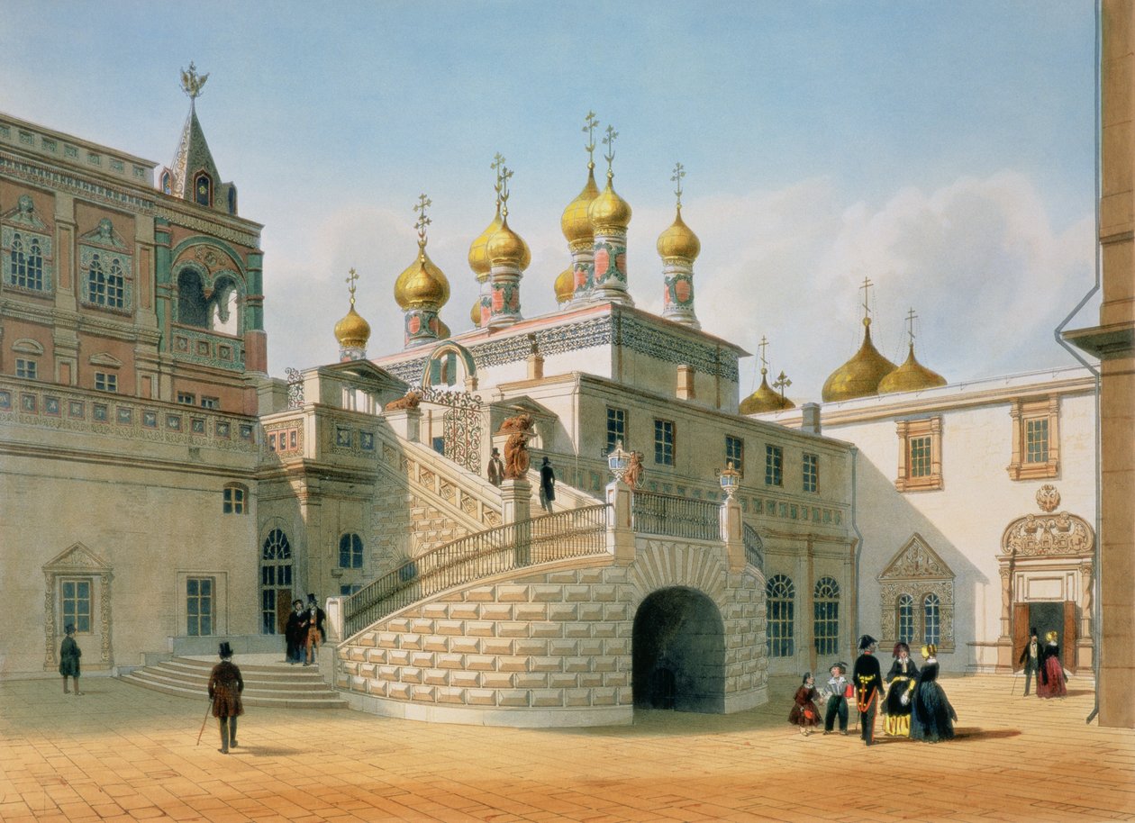 Vista del Palacio Boyar en el Kremlin de Moscú, impreso por Lemercier, París, 1840s de Felix Benoist