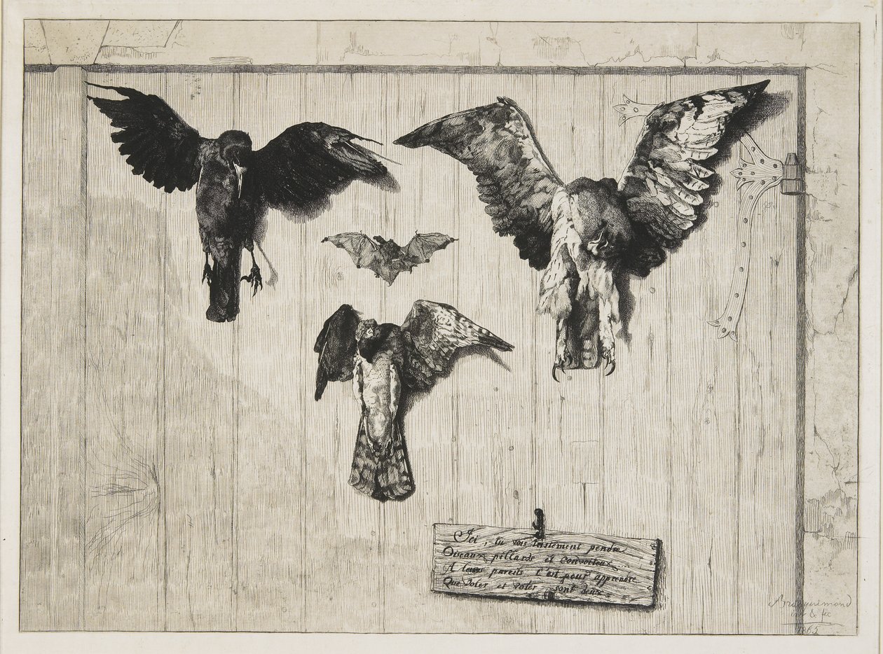 La parte superior de un panel de puerta, 1852-1865 de Felix Bracquemond