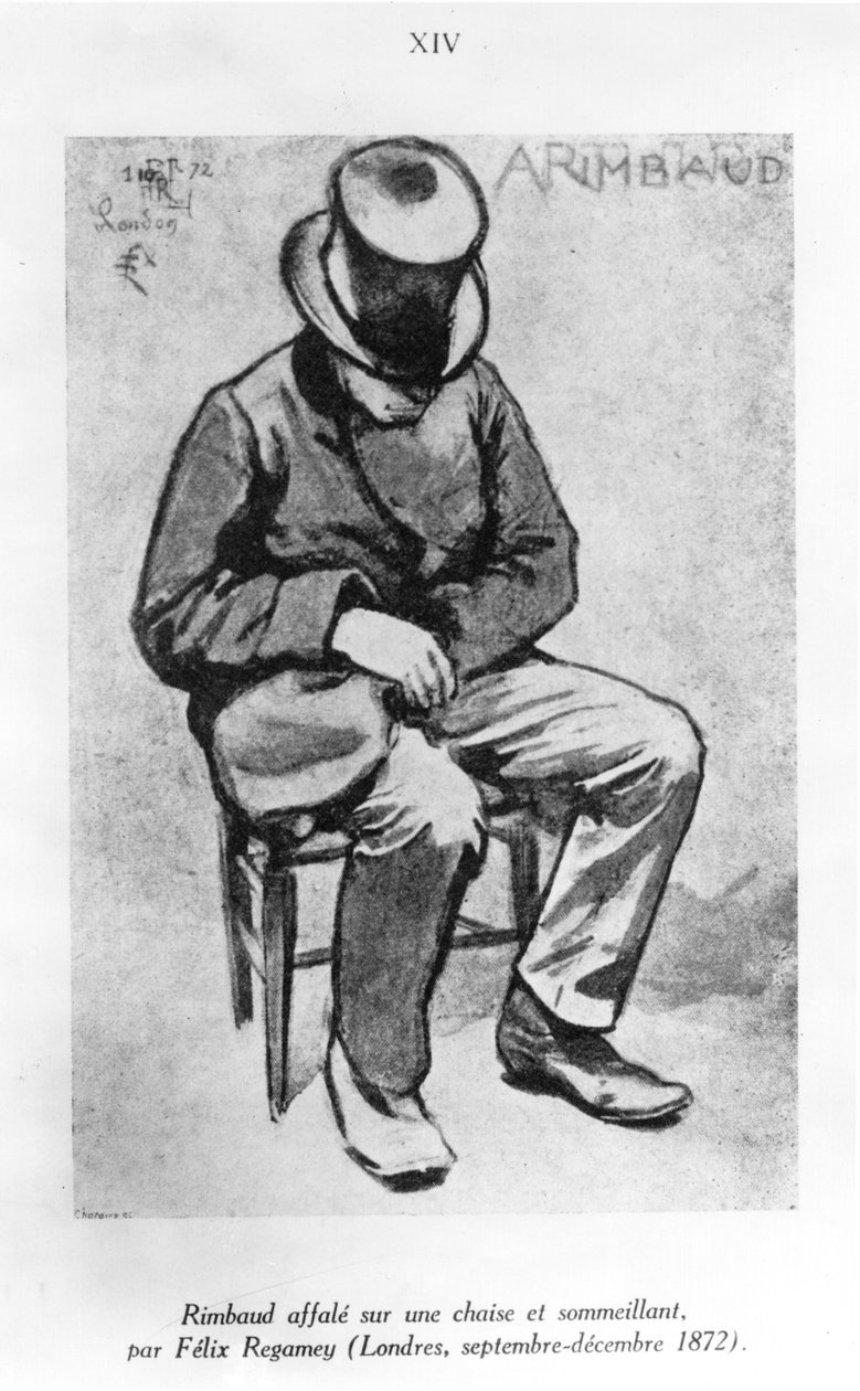 Arthur Rimbaud (1854-91) desplomado en una silla y dormitando, en Londres, 1872 de Felix Regamey