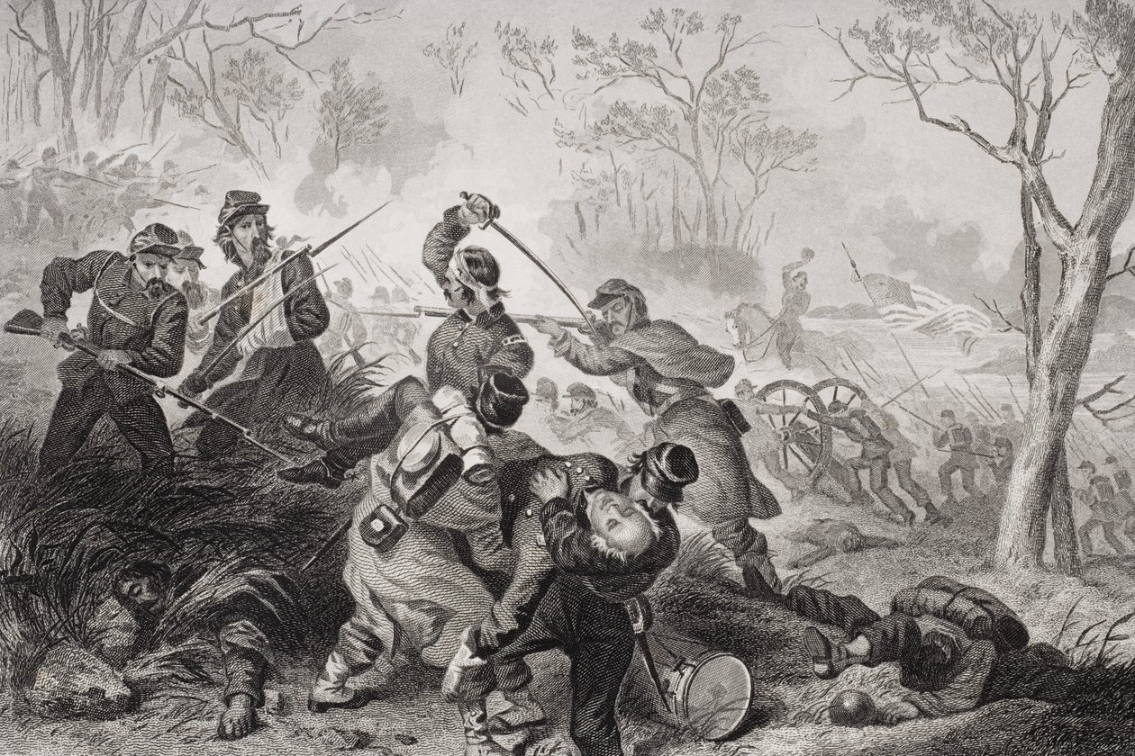 Muerte del Coronel Edward D. Baker en la Batalla de Balls Bluff, Virginia, 1861 de Felix Octavius Carr Darley