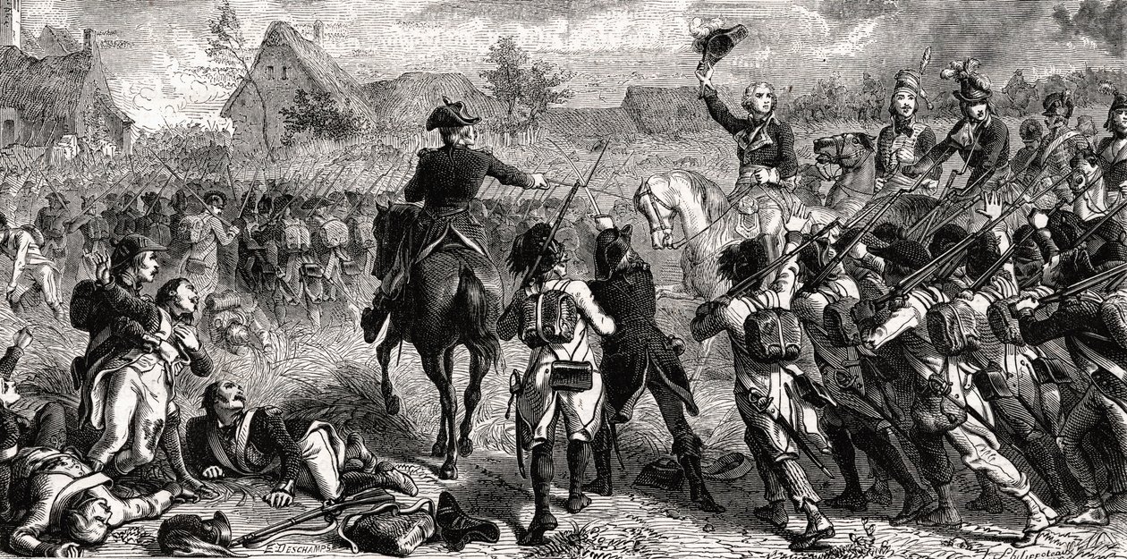 La Batalla de Fleurus, 26 de junio de 1794, grabado por Emile Deschamps de Felix Philippoteaux