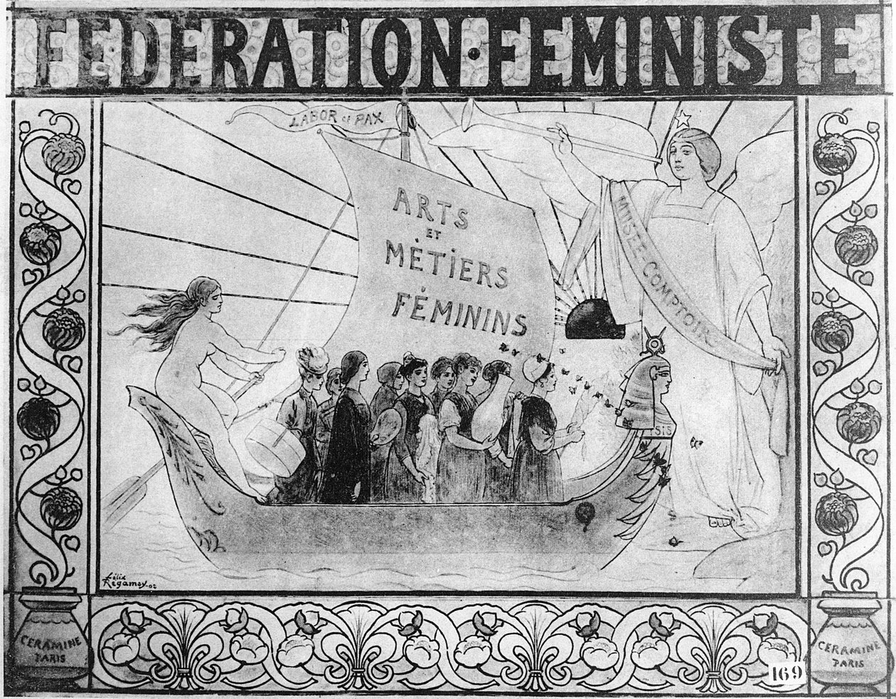 Póster publicitario de la Federación Feminista, impreso por Ceramine, París, 1902 de Felix Regamey