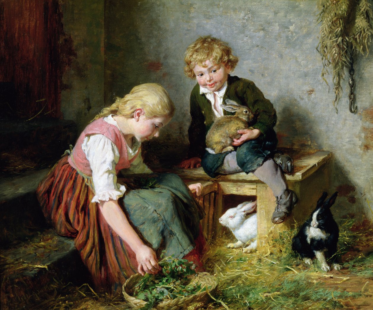 Alimentando a los conejos de Felix Schlesinger