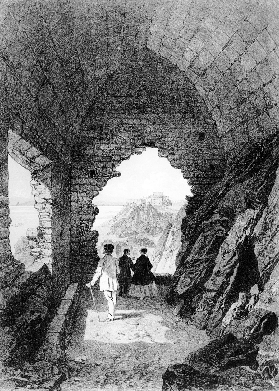 La ermita de Saint Helier y el castillo de Elizabeth, Jersey, 1870 de Felix Benoist