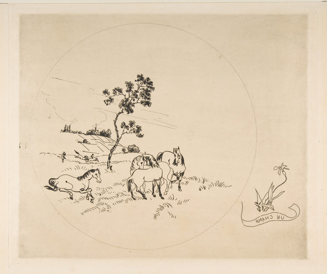 Decoración para un plato: Un campo, 1870 de Felix Bracquemond