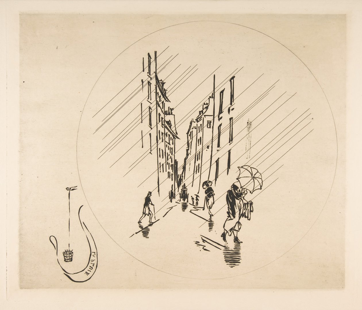 Decoración para un plato: Lluvia de Felix Bracquemond
