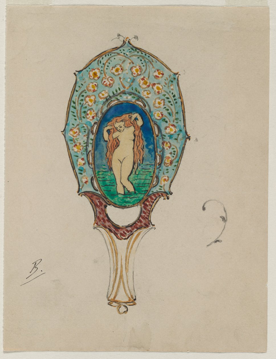 Diseño para un espejo de mano, c. 1900-1902 de Felix Bracquemond