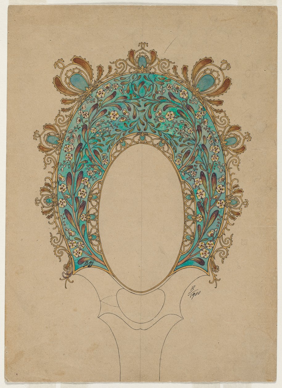 Diseños para un espejo de mano, c. 1900-1902 de Felix Bracquemond