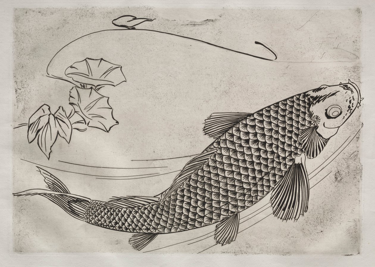 Servicio de cena Rousseau: Gran pez en estilo japonés no. 19, 1866 de Felix Bracquemond