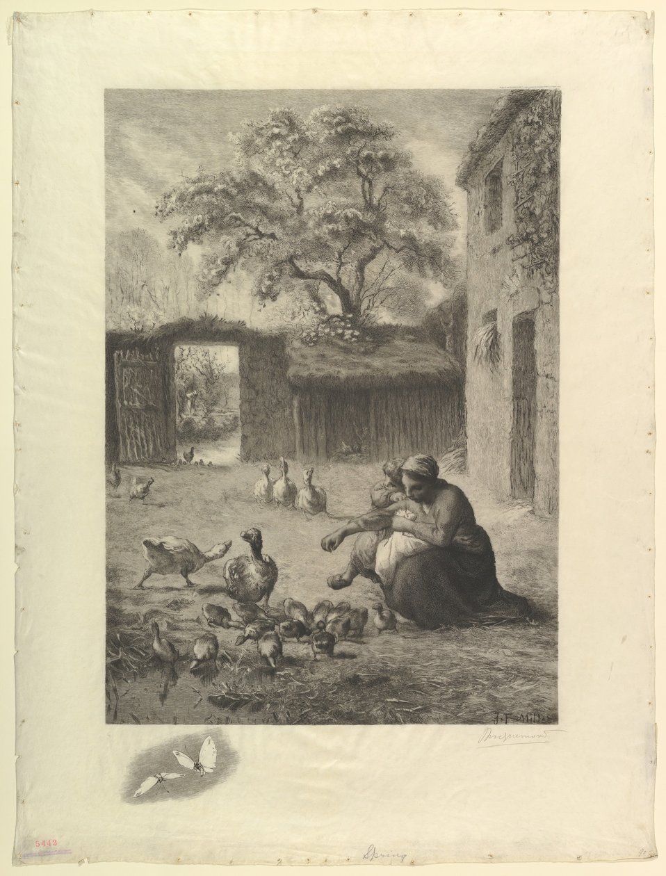 La primavera, según un pastel de Millet, 1888 de Felix Bracquemond